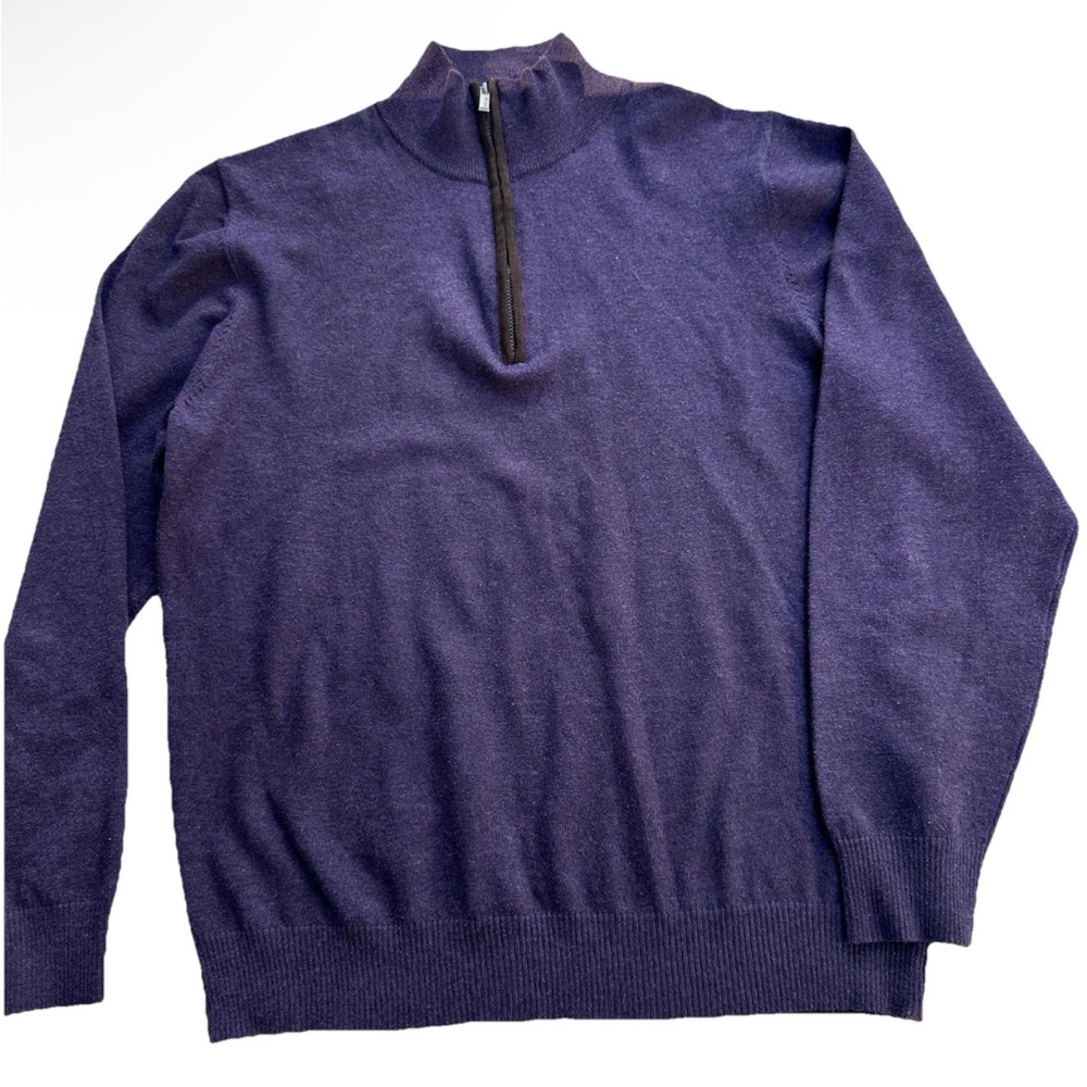 tricots st raphael Men's Purple Half-Zip Sweater